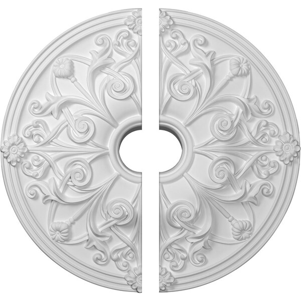 Ekena Millwork Jamie Ceiling Medallion, Two Piece (Fits Canopies up to 3 7/8"), 23 5/8"OD x 3 7/8"ID x 2 1/8"P CM23JA2 - main